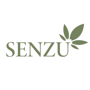 Senzu logo with cannabis leaf